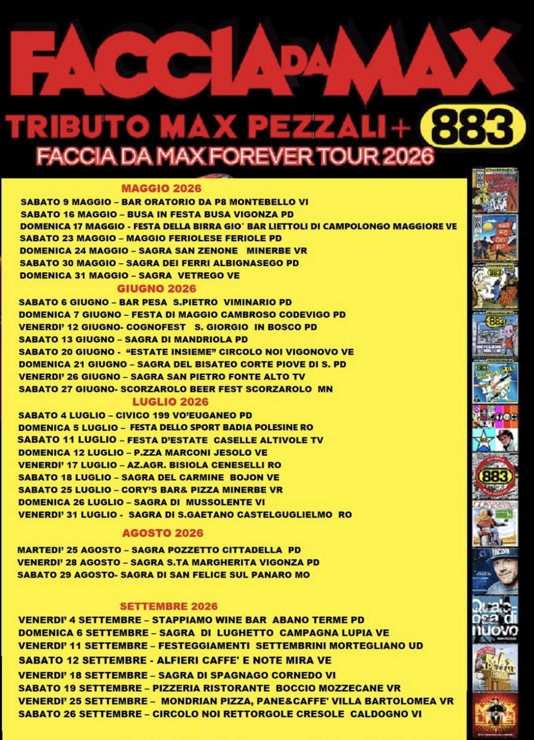Locandina 1 tour Faccia da Max-Tributo 883&Pezzali