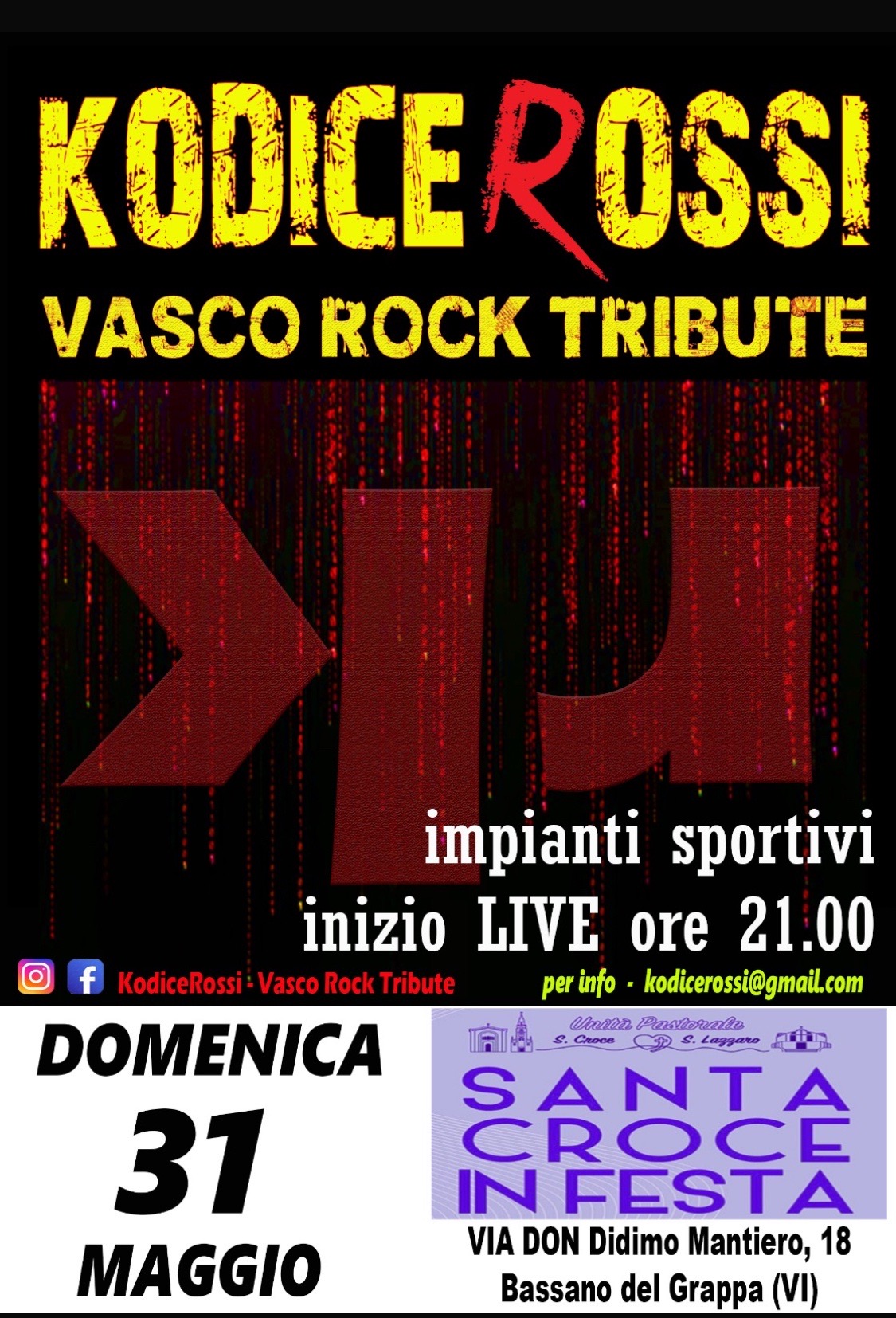 Locandina 1 tour KODICEROSSI Vasco Rock Tribute