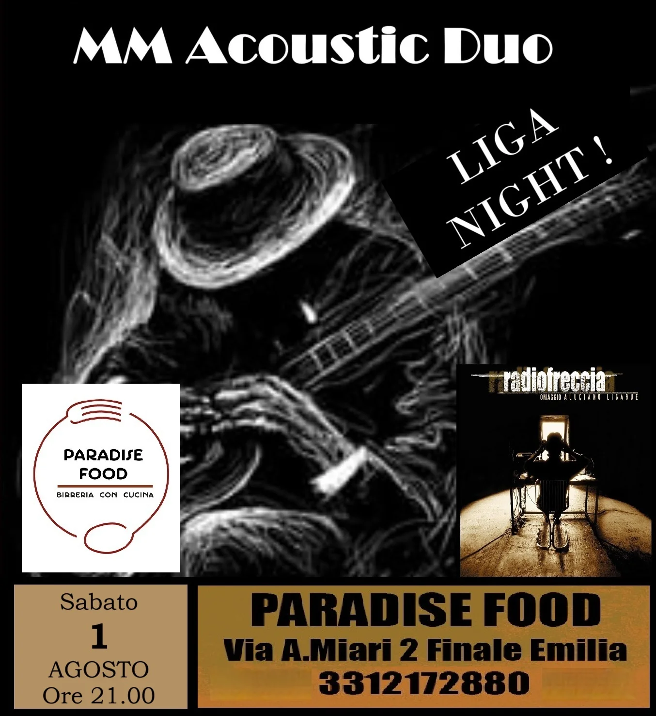Evento MaxG "Omaggio a Ligabue" LIVE @ Paradise Food